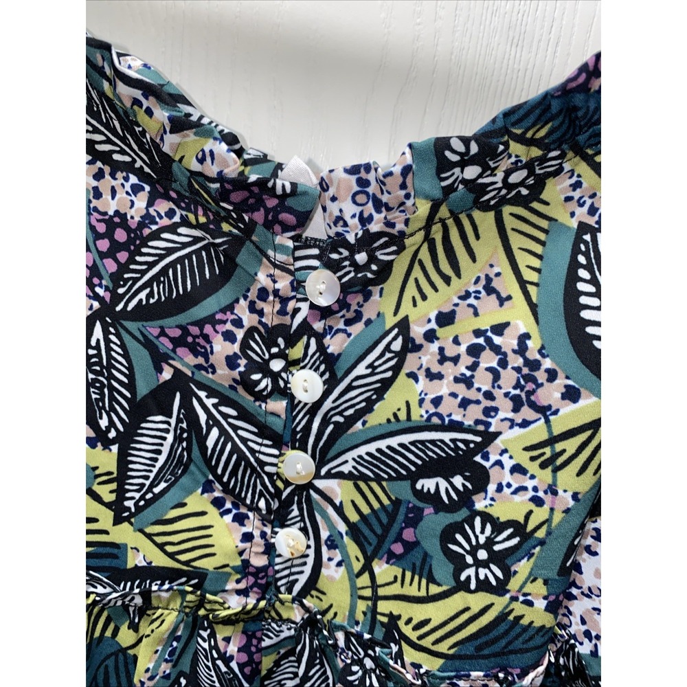 LUCCA Tropical Floral Tiered Mini Dress Boho Spaghetti Strap Women's Medium - Picture 3 of 9